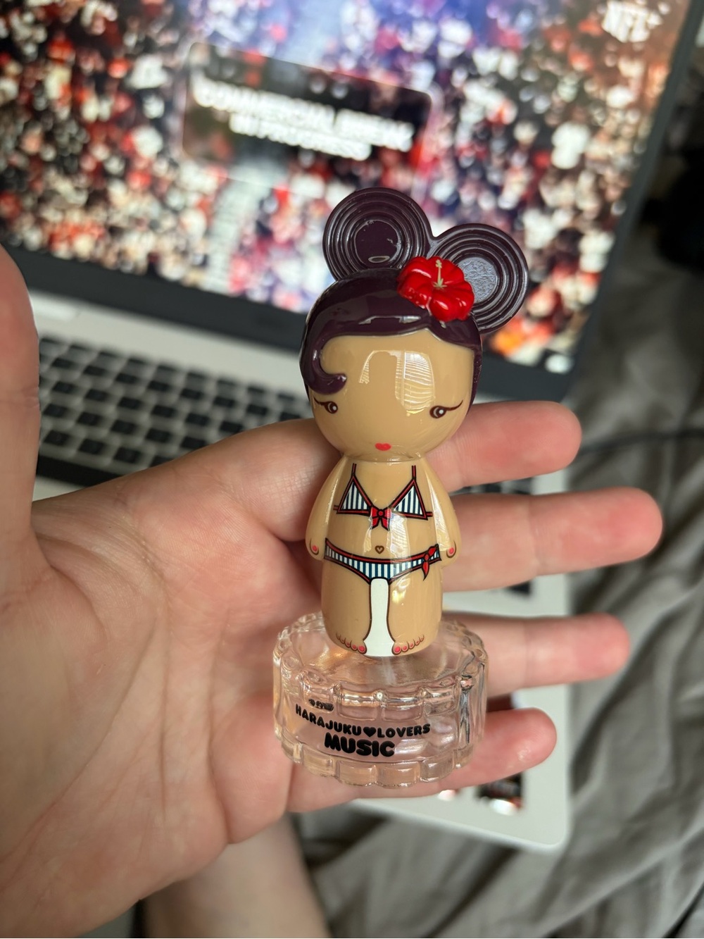 Harajuku Lovers Mini Perfume Bottle - Brown Figure with Red Flower Accent